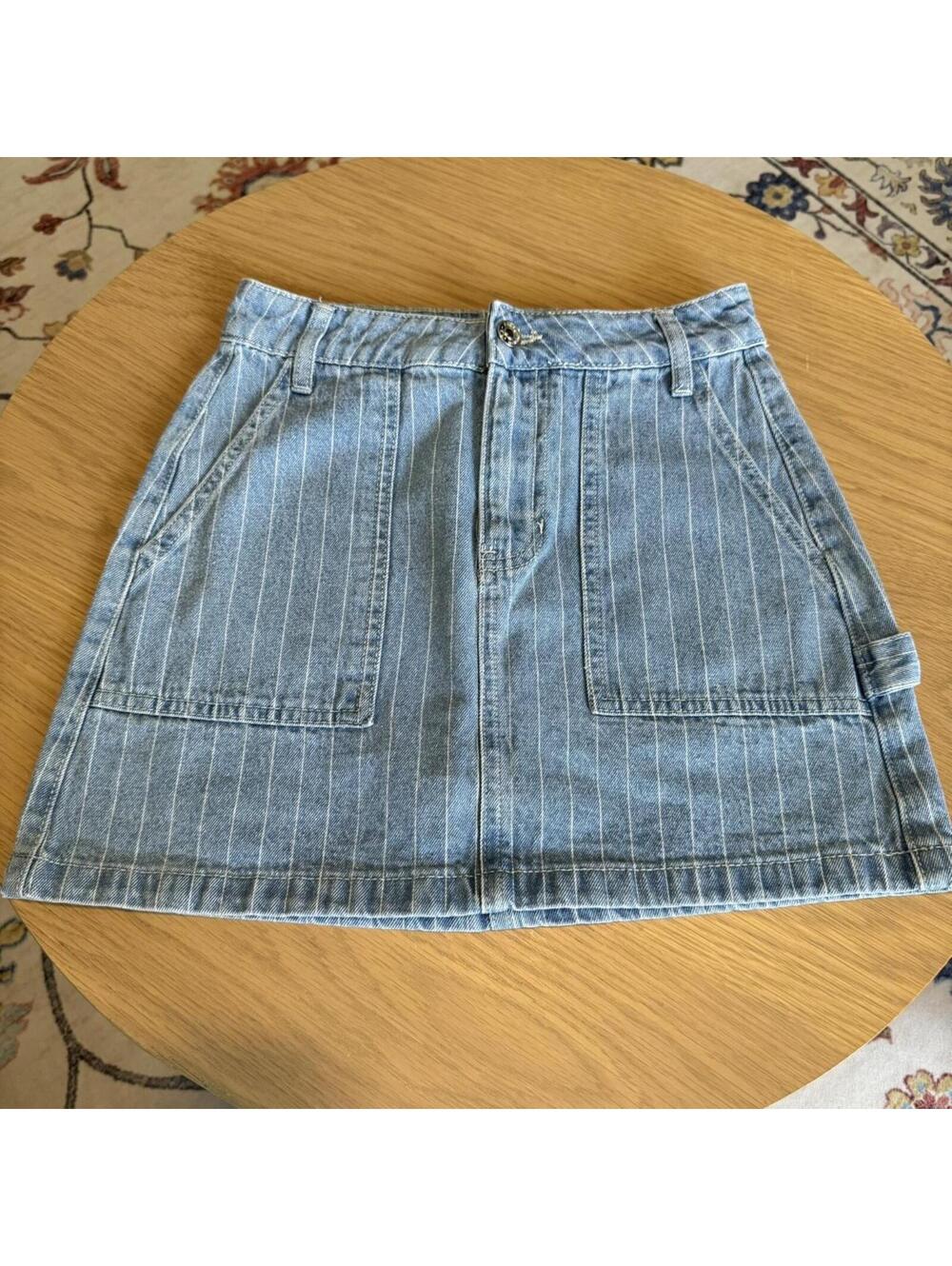 PacSun Pinstripe Denim Mini Skirt